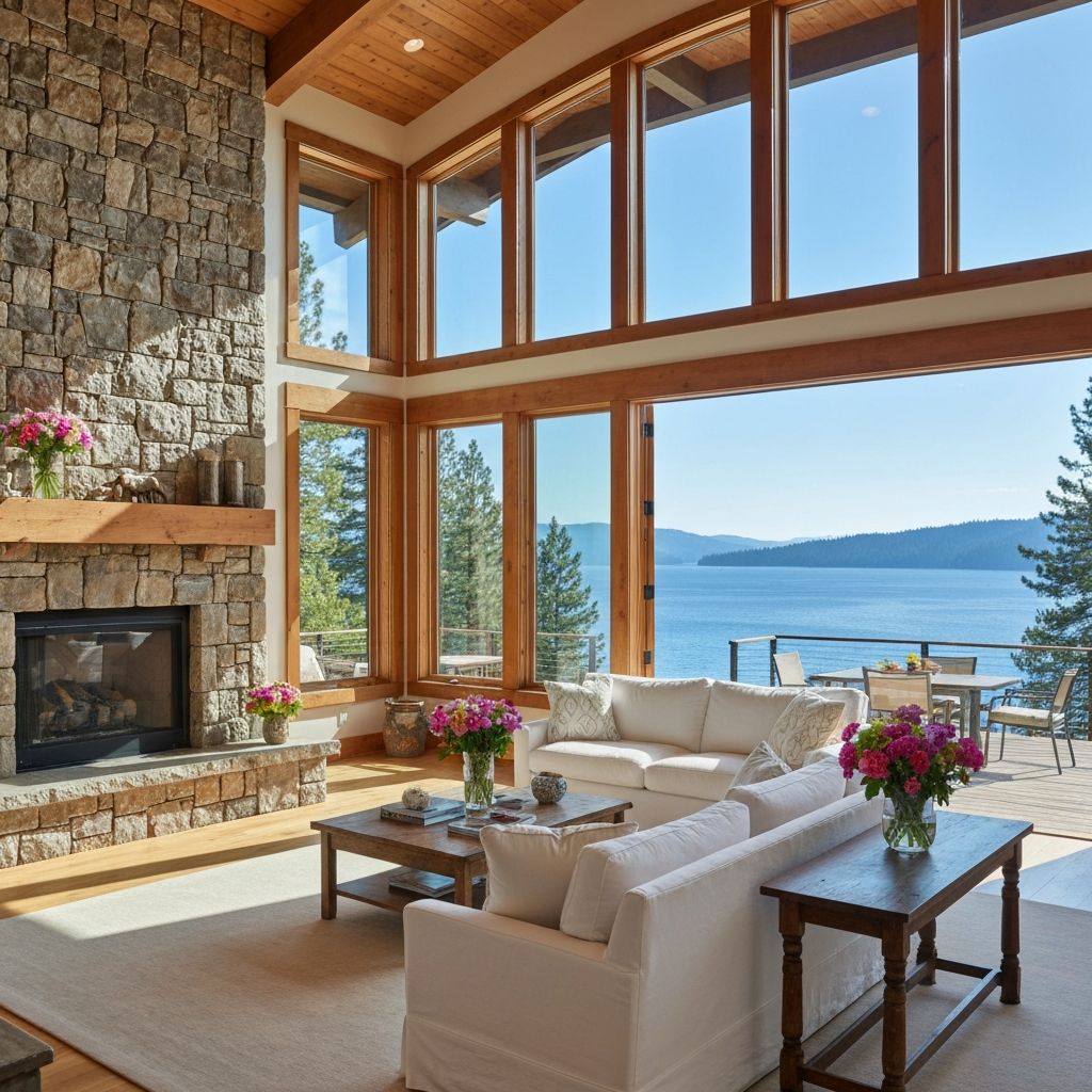 Luxury Lake Tahoe home interior with lake views